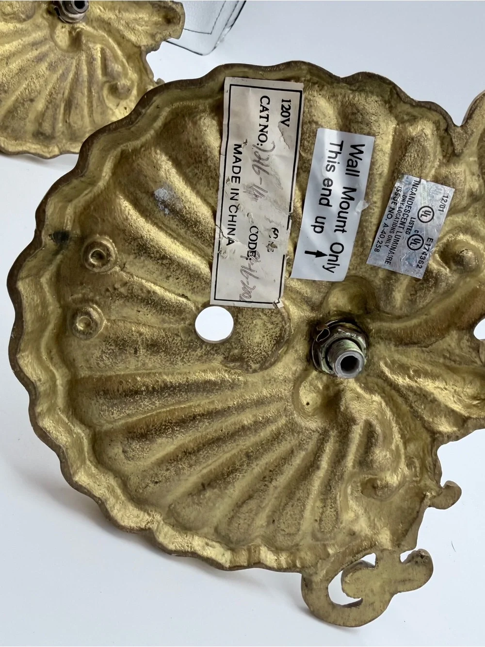 Vintage Gold Shell-Style Wall Hooks - Pair